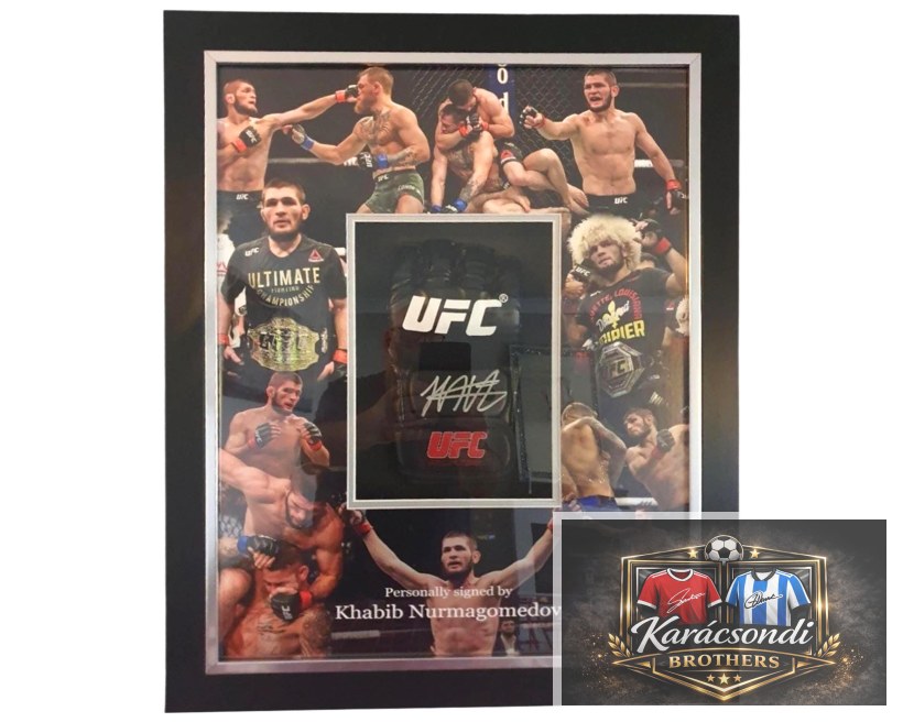 Dedikált MMA-kesztyű egyedi keretezésben