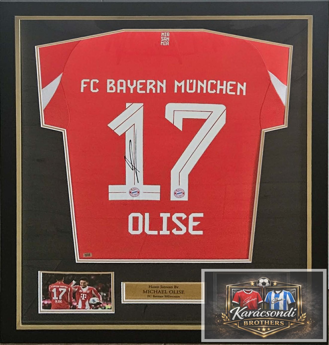 Eladó Michael Olise aláírt, keretezett Bayern München mez