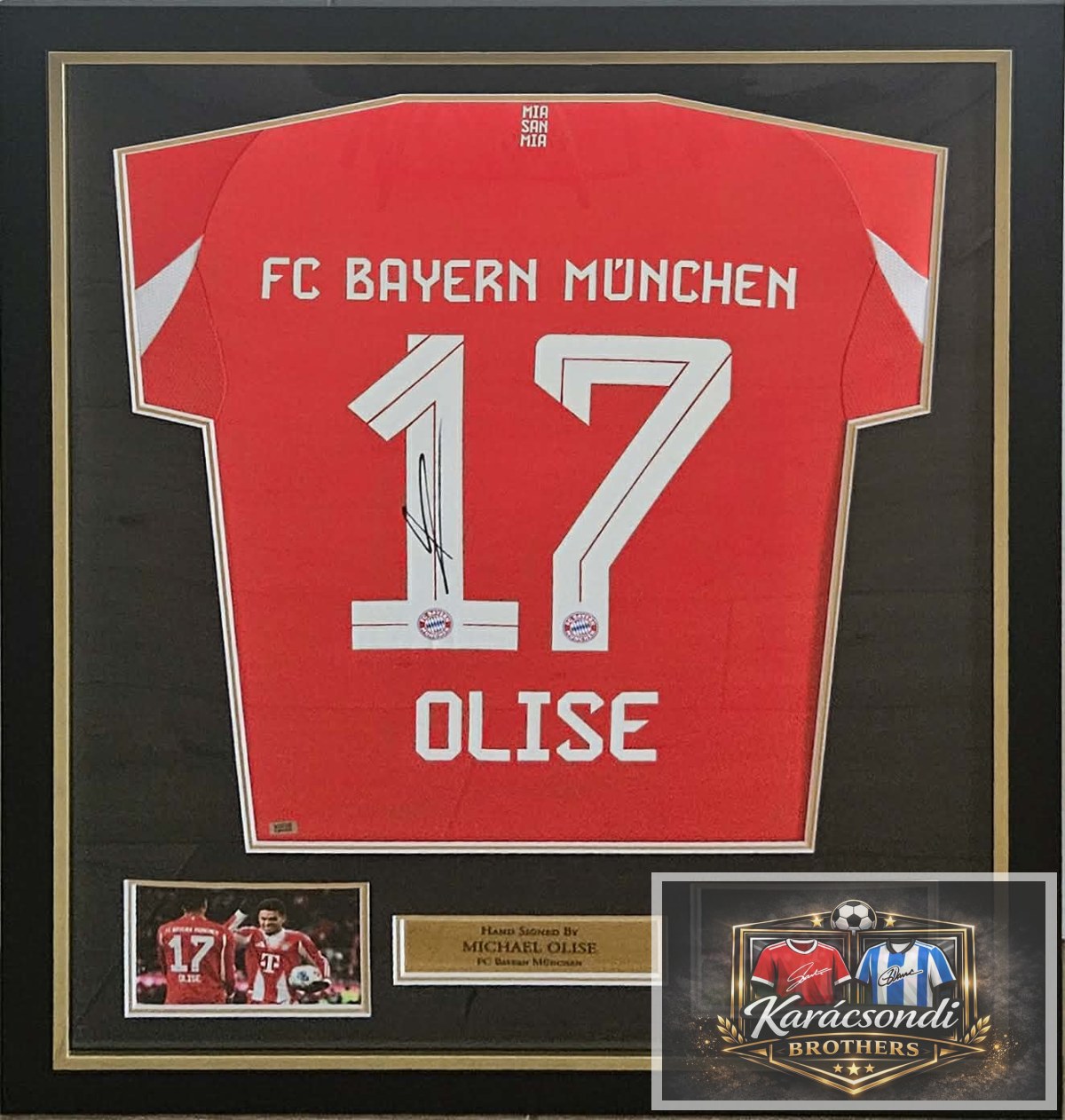 Eladó Michael Olise aláírt, keretezett Bayern München mez