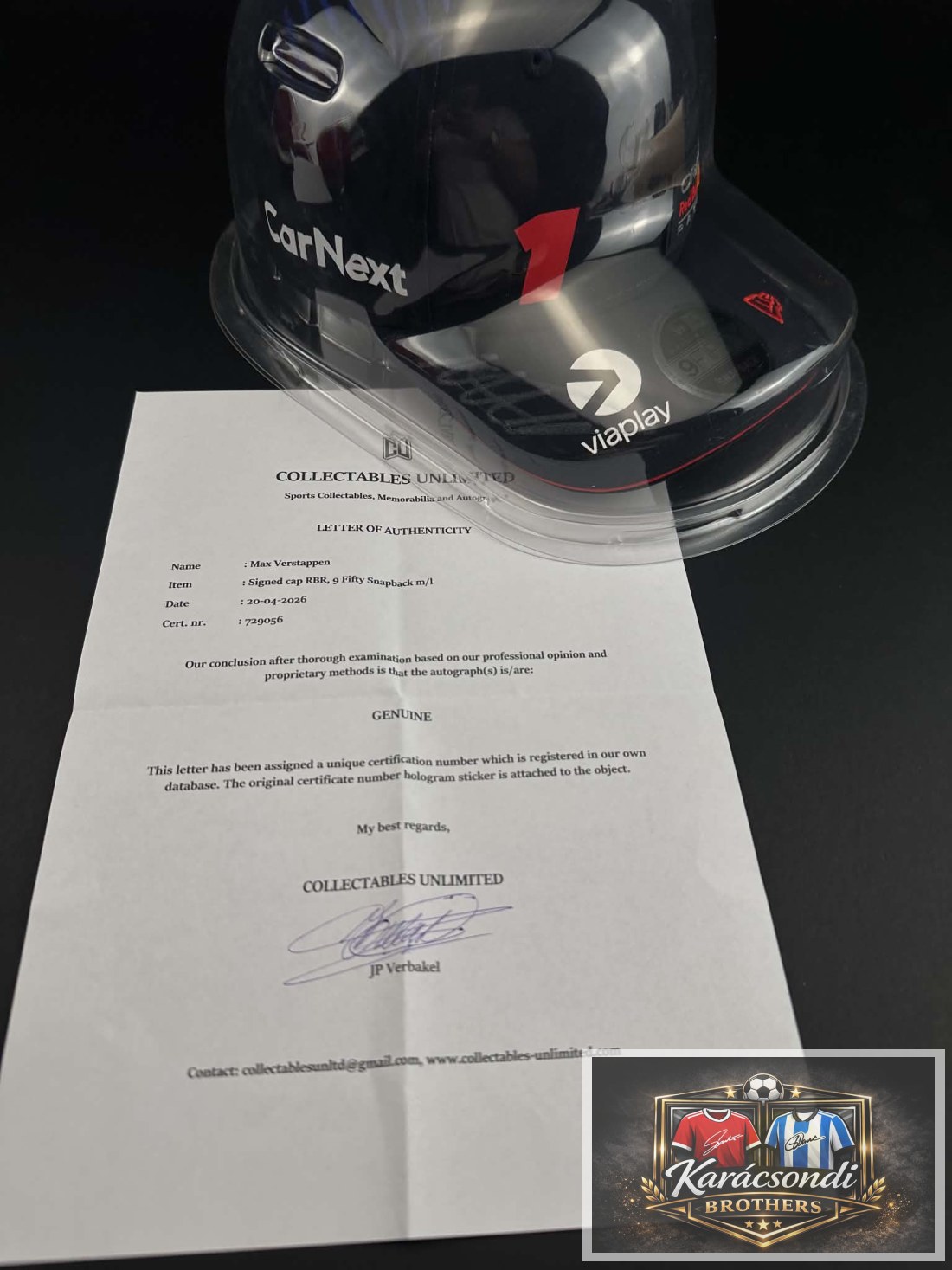Eladó Max Verstappen aláírt, Red Bull Racing sapka
