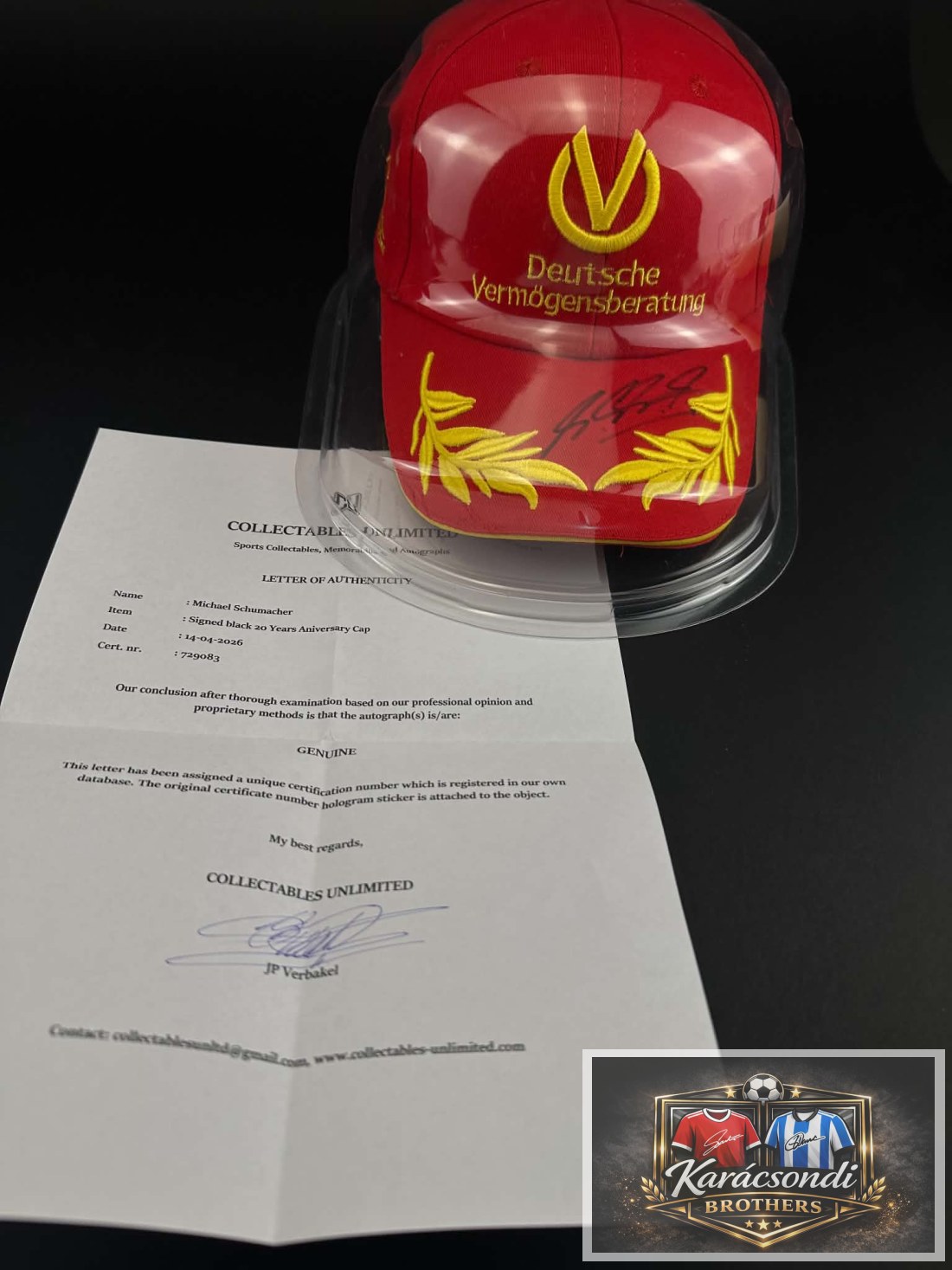Eladó Michael Schumacher aláírt, vitrines jubileumi sapka