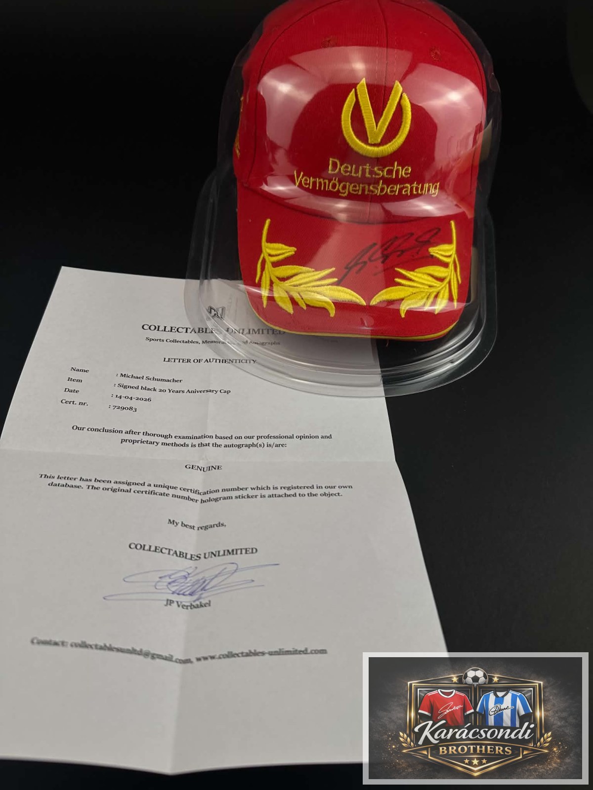 Eladó Michael Schumacher aláírt, vitrines jubileumi sapka